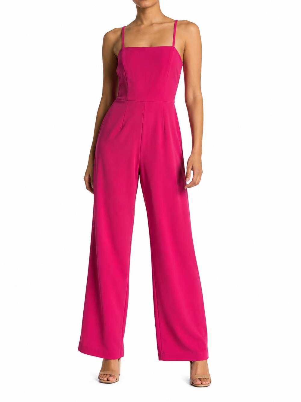 Row A Fuchsia Pink Wide Leg Jumpsuit Size M Cutout Back